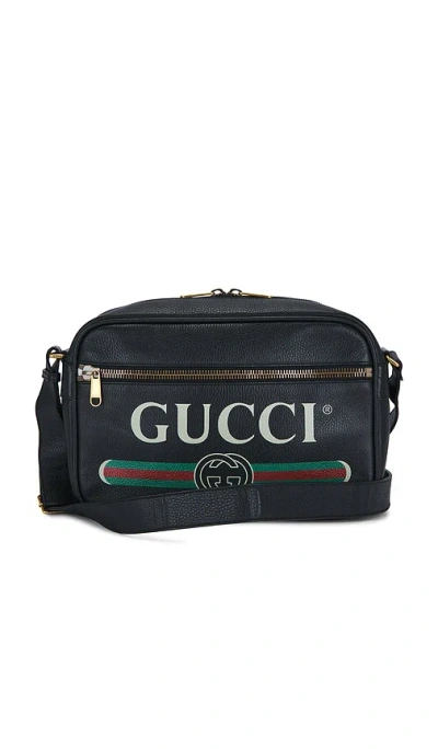 Fwrd Renew Gucci Logo Messenger Bag In Black