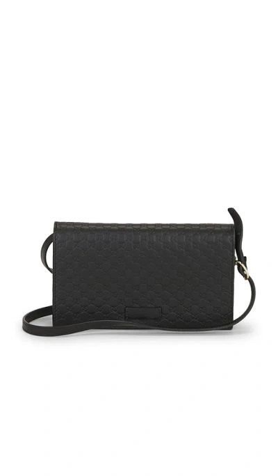 Fwrd Renew Gucci Microguccissima Wallet On Chain In Black