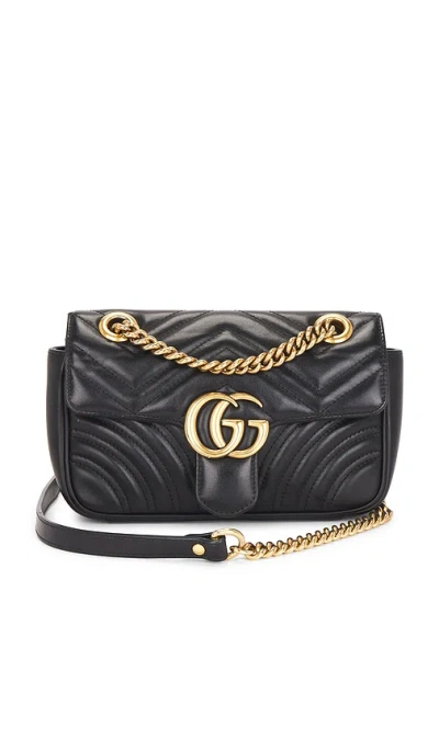 Fwrd Renew Gucci Mini Gg Marmont Shoulder Bag In Black
