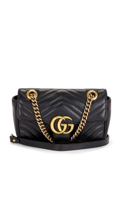 Fwrd Renew Gucci Mini Gg Marmont Shoulder Bag In Black