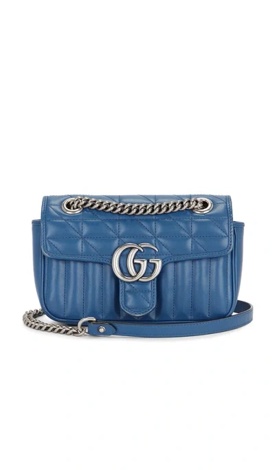 Fwrd Renew Gucci Mini Gg Marmont Shoulder Bag In Blue