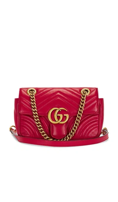 Fwrd Renew Gucci Mini Gg Marmont Shoulder Bag In Hibiscus Red