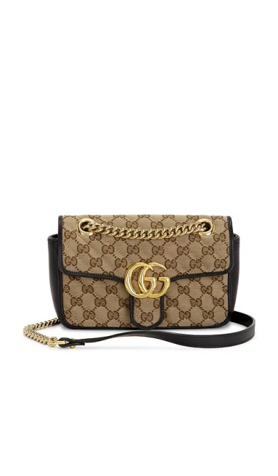Fwrd Renew Gucci Mini Gg Marmont Shoulder Bag In Sand