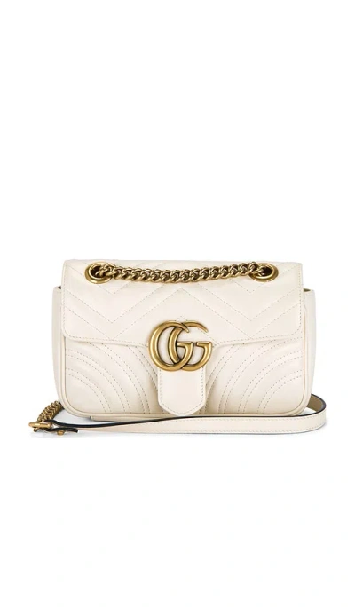Fwrd Renew Gucci Mini Gg Marmont Shoulder Bag In White