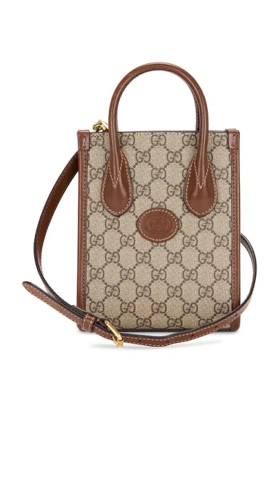 Fwrd Renew Gucci Retro Interlocking G Mini Tote Bag In Neutral