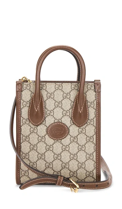 Fwrd Renew Gucci Retro Interlocking G Mini Tote Bag In Neutral