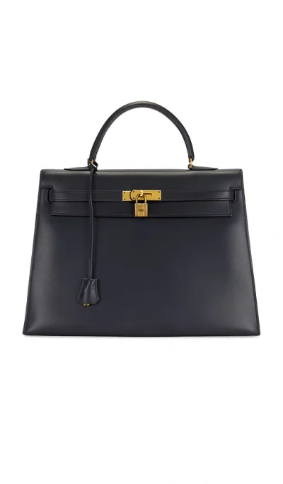 Fwrd Renew Hermes 1977 Box Kelly 35 Handbag In Black