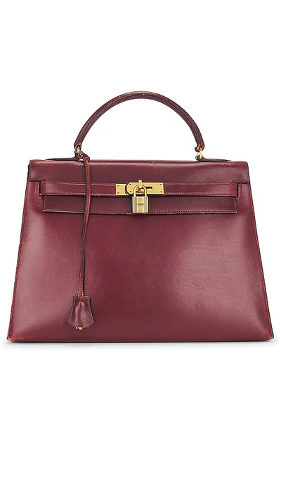 Fwrd Renew Hermes 1979 Box Kelly 32 Handbag In Bordeaux