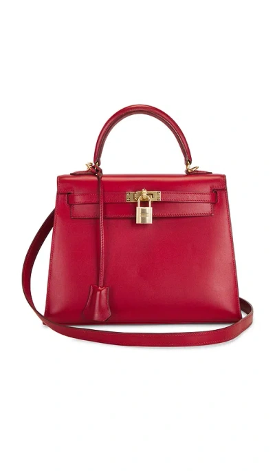 Fwrd Renew Hermes Box Kelly 25 Handbag In Rouge