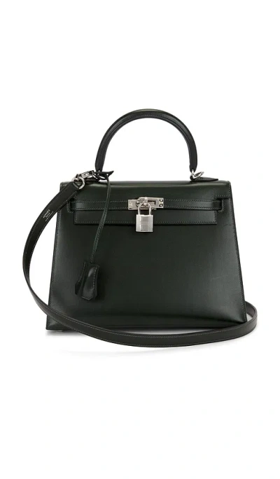 Fwrd Renew Hermes Box Kelly 25 Sellier Handbag In Black