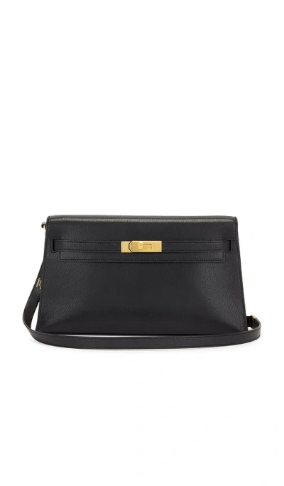 Fwrd Renew Hermes Chevre B Stamp Kelly Handbag In Black