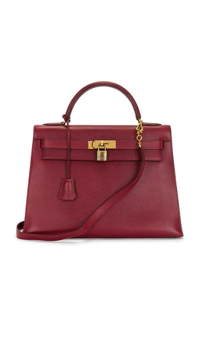 Fwrd Renew Hermes Courchevel Kelly 28 Handbag In Burgundy