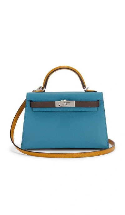 Fwrd Renew Hermes Epsom Kelly 20 Handbag In Bleu Jean  Sesame  & Ecorce