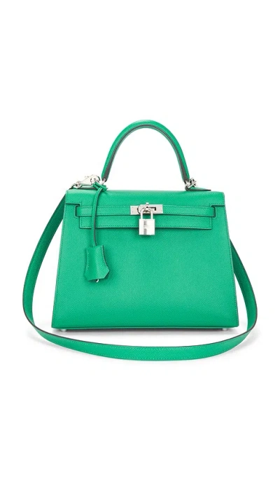 Fwrd Renew Hermes Epsom Kelly 25 Handbag In Green