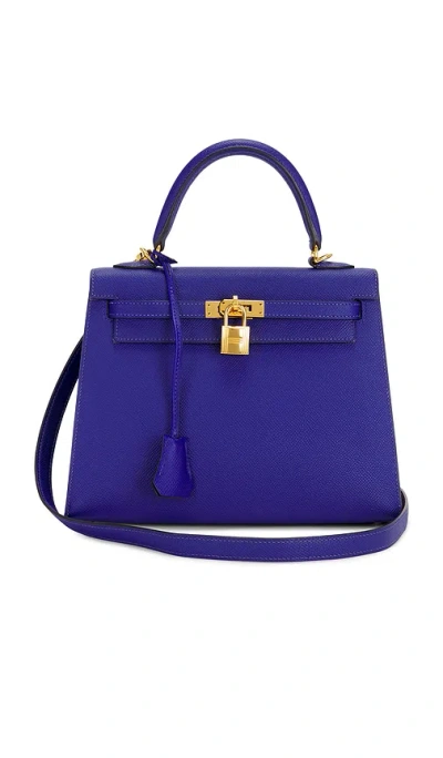 Fwrd Renew Hermes Epsom Kelly 25 Sellier Handbag In Bleu Electrique