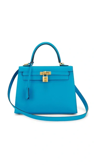 Fwrd Renew Hermes Epsom Kelly 25 Sellier Handbag In Blue
