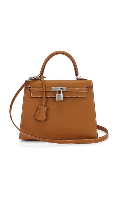 Fwrd Renew Hermes Epsom Kelly 25 Sellier Handbag In Gold