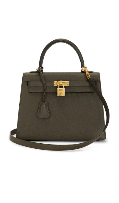 Fwrd Renew Hermes Epsom Kelly 25 Sellier Handbag In Green