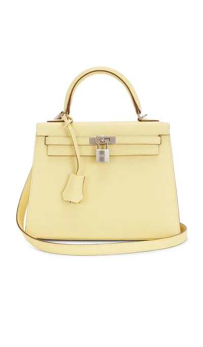 Fwrd Renew Hermes Epsom Kelly 25 Sellier Handbag In Jaune Poussin