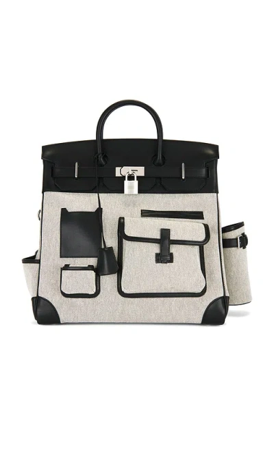 Fwrd Renew Hermes Evercalf Toile Cargo Haut A Courroies Birkin 40 Handbag In Noir