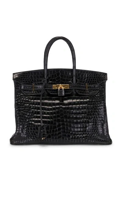 Fwrd Renew Hermes Shiny Porosus Crocodile Birkin 35 Handbag In Black