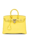 Fwrd Renew Hermes Taurillon Clemence Birkin 25 Handbag In Jaune De Naple