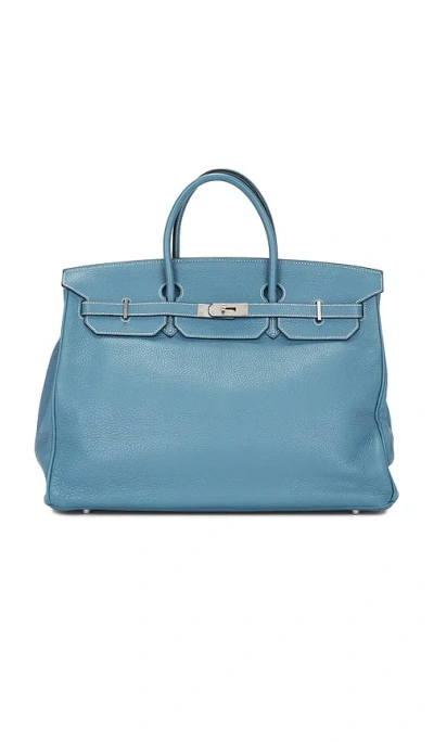 Fwrd Renew Hermes Taurillon Clemence Birkin 40 Retourne Handbag N Bleu Jean In Blue