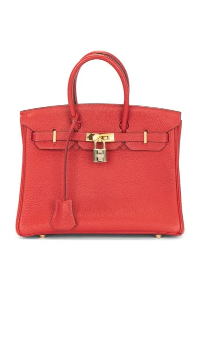 Fwrd Renew Hermes Togo Birkin 25 Retourne Handbag In Red
