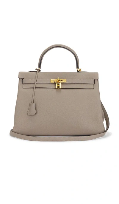 Fwrd Renew Hermes Togo Kelly 35 Retourne Handbag In Gray