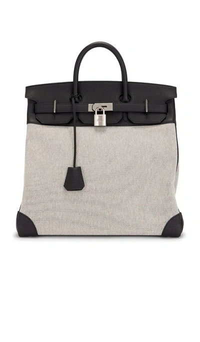 Fwrd Renew Hermes Toile & Evercolor Haut A Courroies Birkin 40 Handbag In Noir