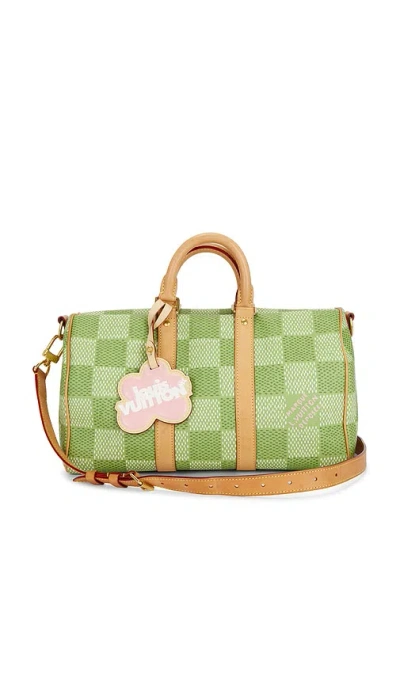 Fwrd Renew Louis Vuitton Damier Golf Keepall Bandouliere 35 Handbag In Green