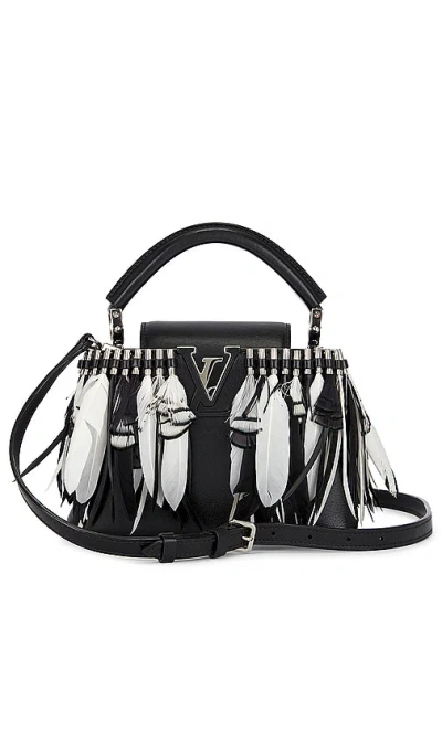Fwrd Renew Louis Vuitton Feather Capucines Bb Handbag In Black