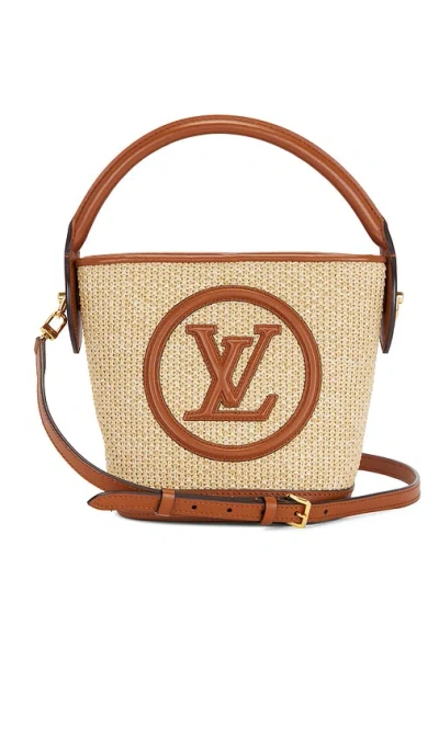 Fwrd Renew Louis Vuitton Raffia Petite Bucket Nm Bag In Brown