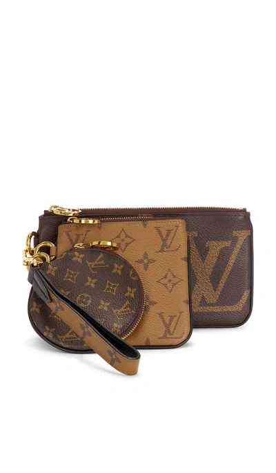 Fwrd Renew Louis Vuitton Reverse Monogram Giant Trio Pouch In Animal Print