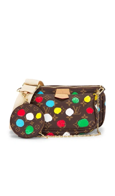 Fwrd Renew Louis Vuitton X Yayoi Kusama Painted Dots Monogram Multi Pochette Accessoires Shoulder Bag In Brown