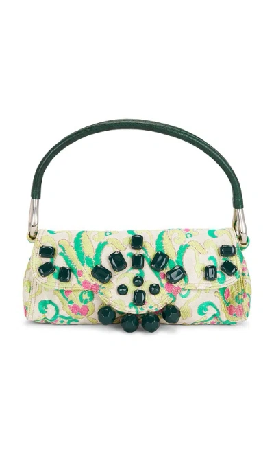 Fwrd Renew Prada Bouquet Castoni Swing Shoulder Bag In Green