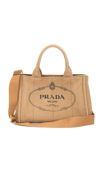 Fwrd Renew Prada Canapa Mini Tote Bag In Sand
