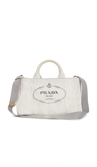 Fwrd Renew Prada Canapa Tote Bag In Grey