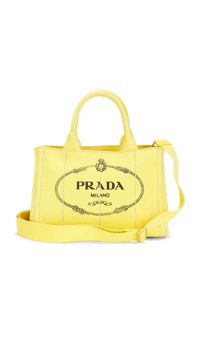 Fwrd Renew Prada Canapa Tote Bag In Yellow