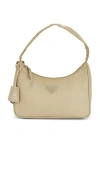 Fwrd Renew Prada Mini Re-edition 2000 Re-nylon Shoulder Bag In Sand