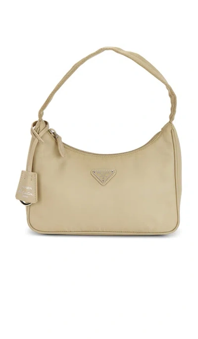 Fwrd Renew Prada Mini Re-edition 2000 Re-nylon Shoulder Bag In Sand