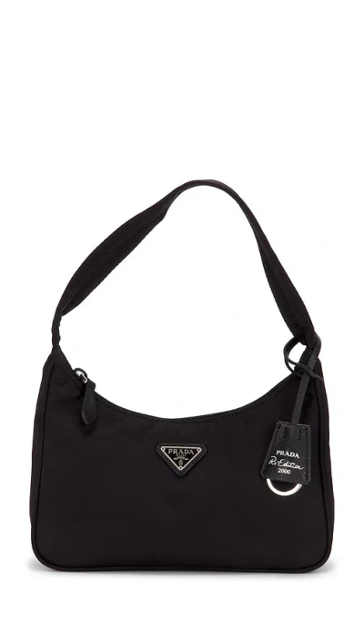 Fwrd Renew Prada Mini Re-edition 2000 Re-nylon Shoulder Bag In Black