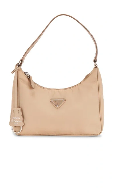 Fwrd Renew Prada Mini Re-edition 2000 Re-nylon Shoulder Bag In Tan