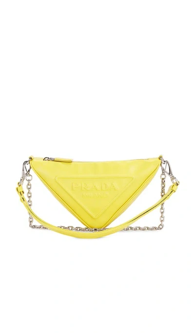 Fwrd Renew Prada Mini Triangle Shoulder Bag In Yellow