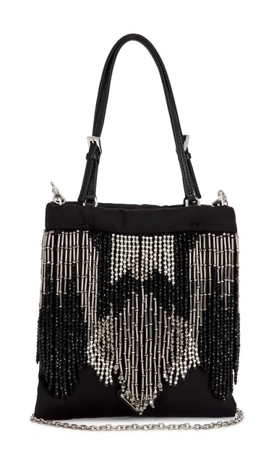 Fwrd Renew Prada Nylon Fringe Tote Bag In Black