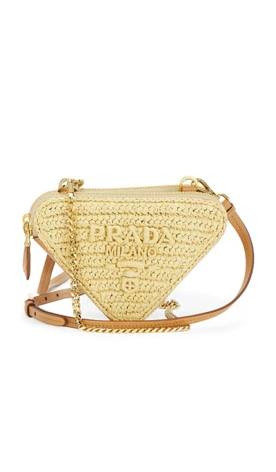 Fwrd Renew Prada Raffia Mini Triangle Shoulder Bag In Neutral