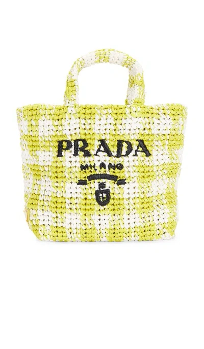 Fwrd Renew Prada Raffia Tote Bag In Yellow