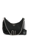 Fwrd Renew Prada Re-edition 2005 Re-nylon Shoulder Bag In Black