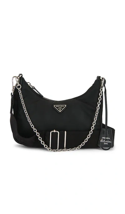 Fwrd Renew Prada Re-edition 2005 Re-nylon Shoulder Bag In Black