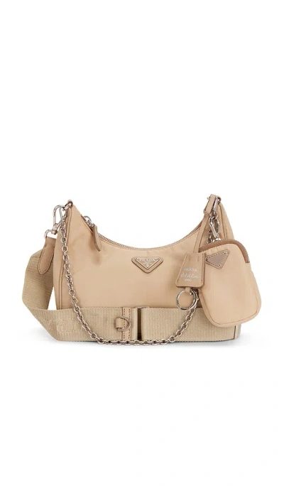 Fwrd Renew Prada Re Edition 2005 Re-nylon Shoulder Bag In Beige